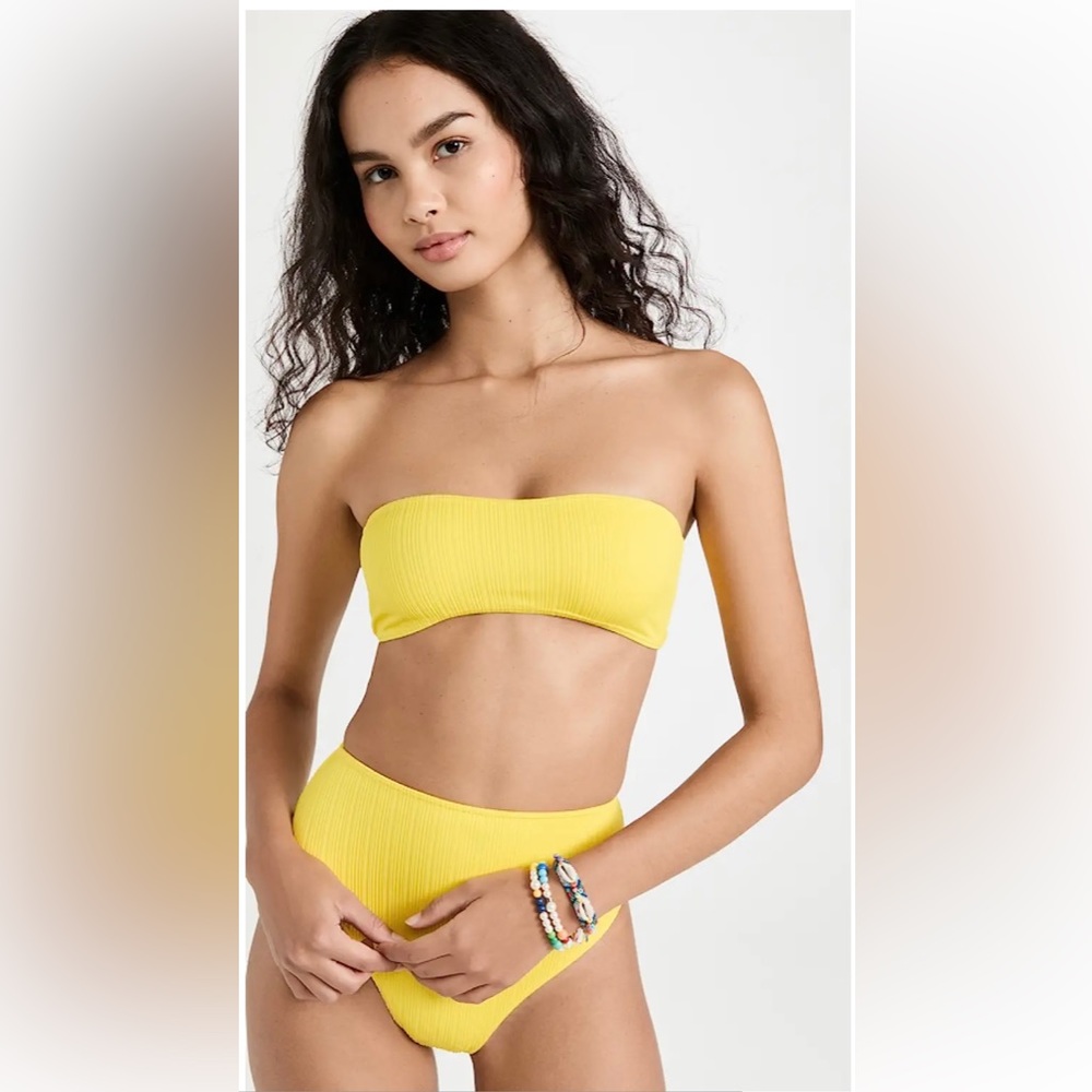Frankie’s Bikinis Jean Bandeau Plisse Top/Anna Plisse Bottom